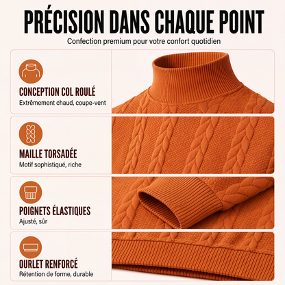 Jersey de punto trenzado con cuello alto para hombre