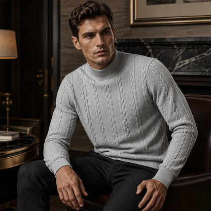 Jersey de punto trenzado con cuello alto para hombre