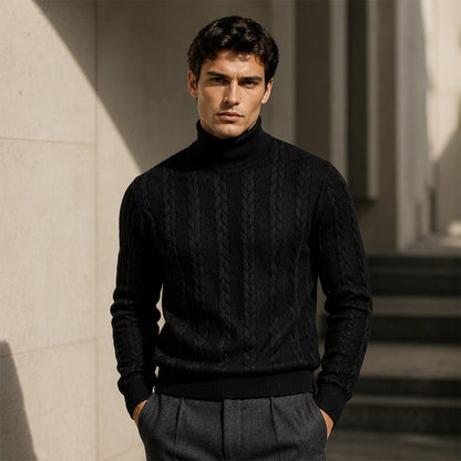 Jersey de punto trenzado con cuello alto para hombre