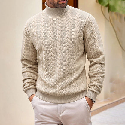 Jersey de punto trenzado con cuello alto para hombre