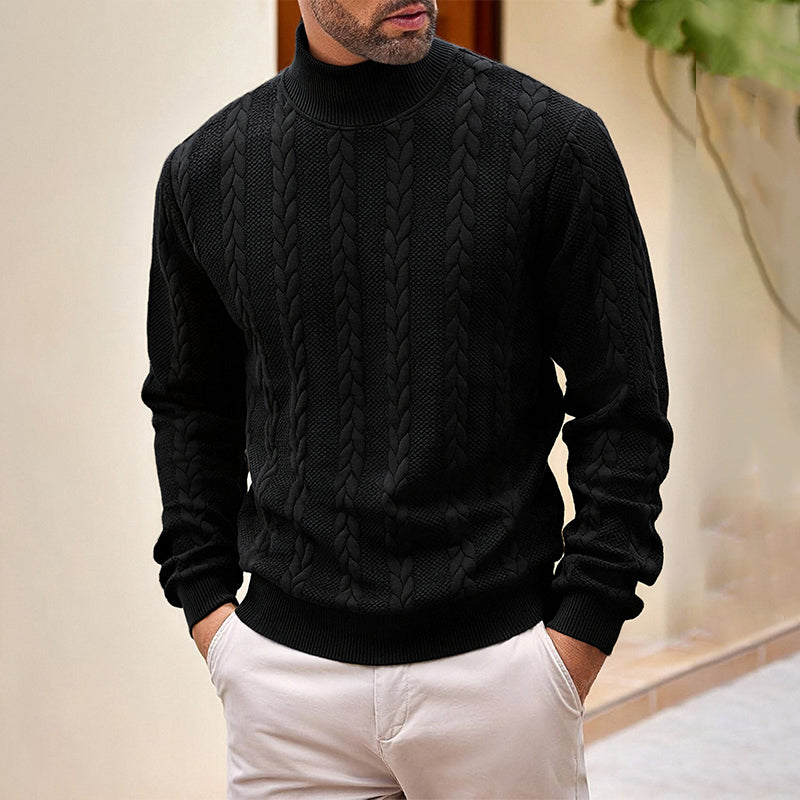 Jersey de punto trenzado con cuello alto para hombre