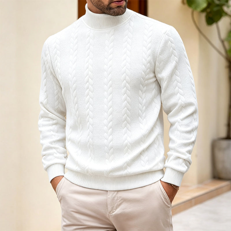 Jersey de punto trenzado con cuello alto para hombre