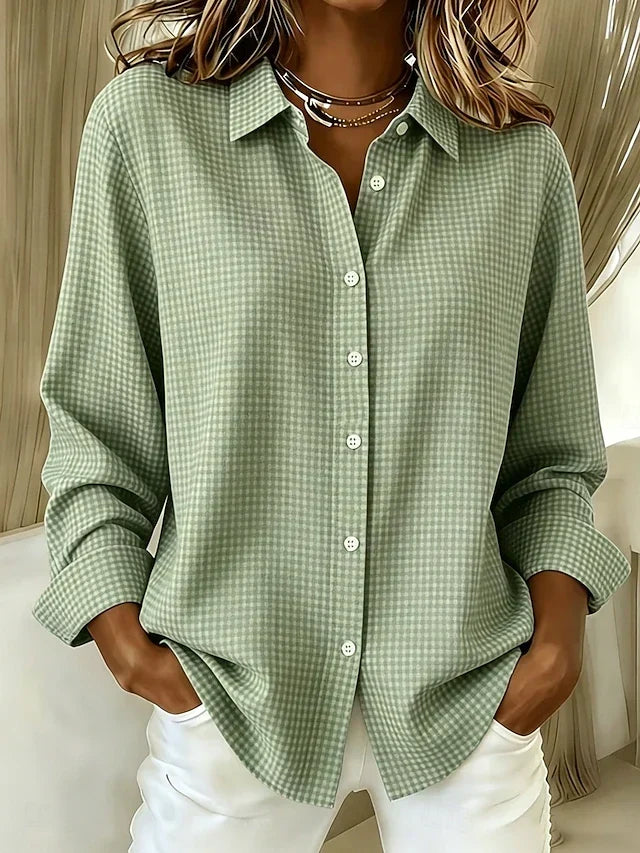 Blusa holgada de cuadros vichy con botones en la parte delantera
