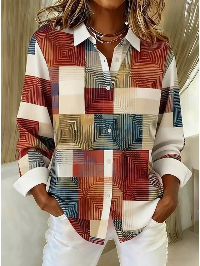 Blusa vintage de patchwork con botones en la parte delantera